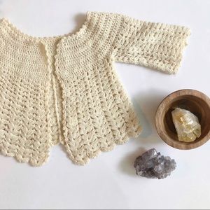 Vintage Heirloom Handmade Crochet Baby Cardigan